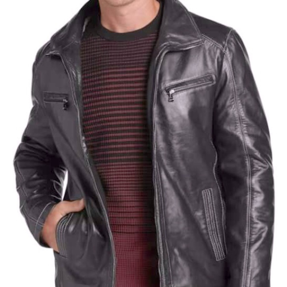 100% real Leather jacket, sly & co, black. XL very good condition